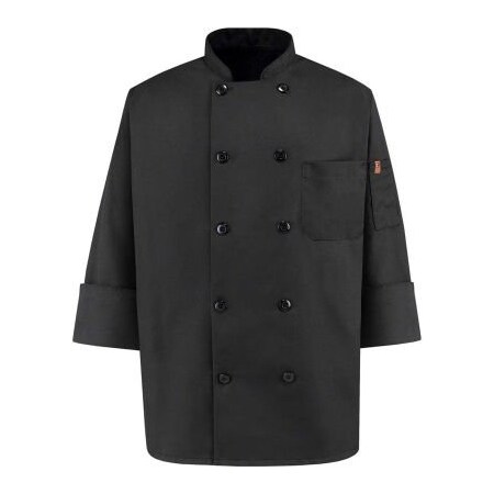 Vf Imagewear Chef Designs 10 Button-Front Chef Coat, Pearl Buttons, Black, Spun Polyester, 3XL 0425BKRG3XL